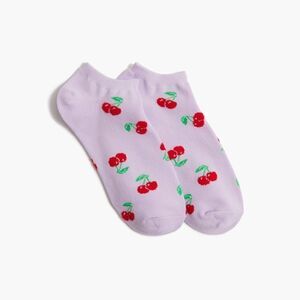J. Crew Purple Socks with Cherry Pattern